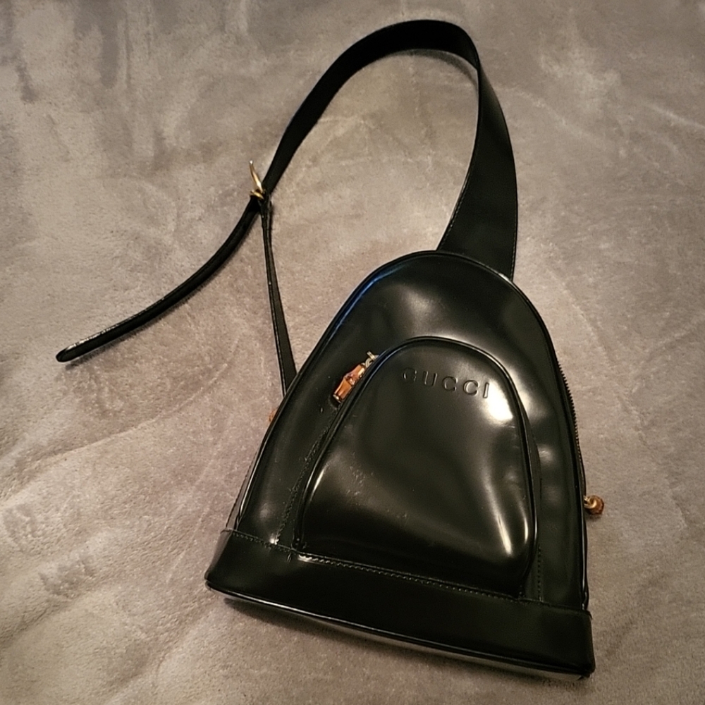 Gucci Black Leather Crossbody Sling Bag